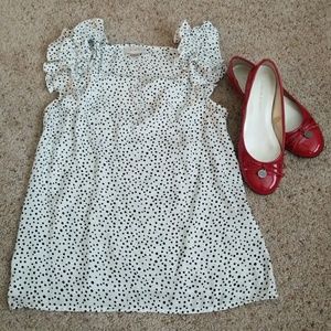 LOFT Polka Dot and Ruffle Tank